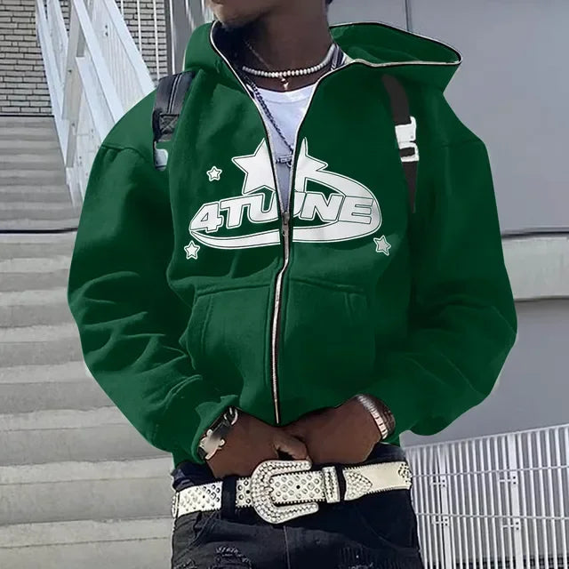Zip Up Hoodies Cardigan Hooded Warmth Sweatshirt Aesthetics Letter Print Trend Casual Hip Hop New Sweatshirts Men's Clothing
