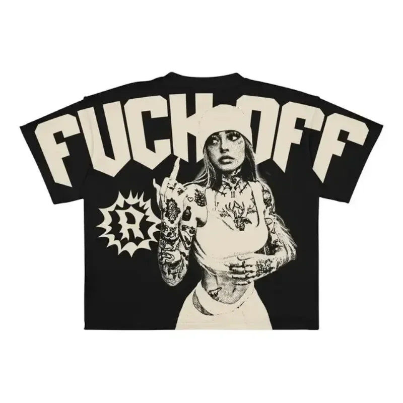 Streetwear T Shirt Clothes Hip Hop Rock Street Character Graphic Print Oversized T-Shirt Mens New Punk Short Sleeve Tops