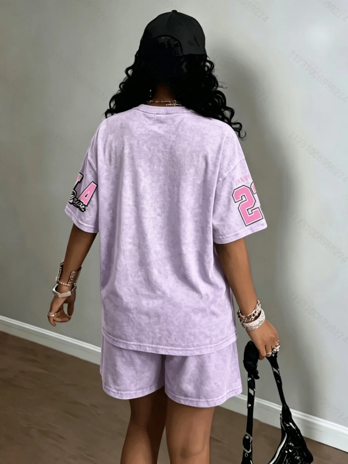 Street Casual Fashion Retro Trend Versatile 2026 Summer New Women's Short-Sleeved Short Pants Set with 3D Digital Pattern Print