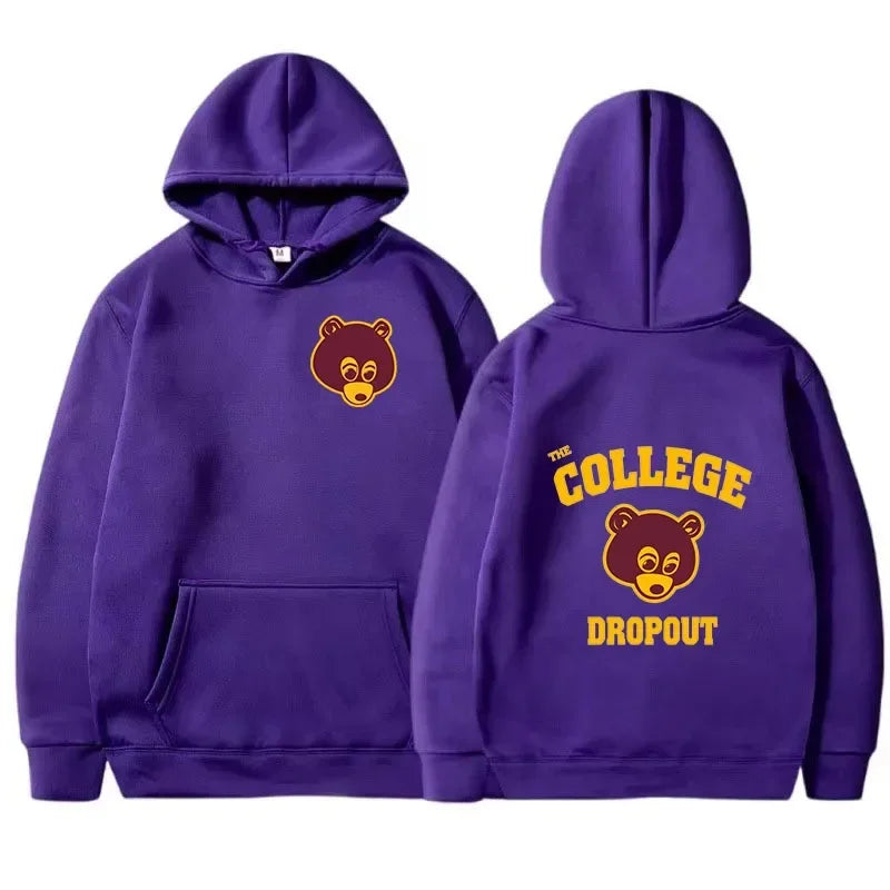 The Most Famous Kanye West College Dropout Pattern Hoodie Men's And Women's Hip-Hop Rap Retro Sportswear Men's Casual Hoodie