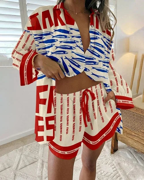 Summer Season Animal Pattern Short Sleeve Shirt Shorts Set Women Fashion Casual Wear From Mainland Chi 2 Piece Sets Woman Outfit