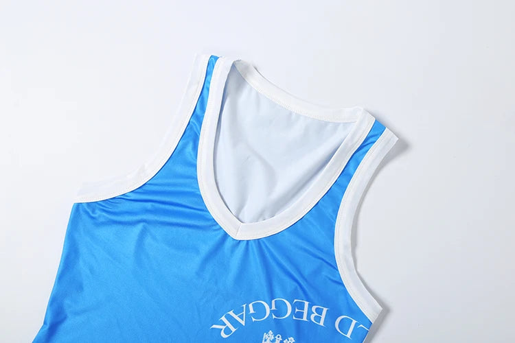 Weird Puss Color Blocking 2 Piece Set Women Letter Print Vest+Drawstring Classic Short Summer Fashion Sporty Style Matching Suit