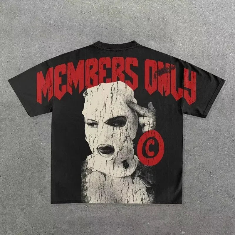 Streetwear T Shirt Clothes Hip Hop Rock Street Character Graphic Print Oversized T-Shirt Mens New Punk Short Sleeve Tops