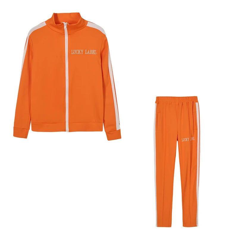 European And American Women's Fashion 2026 Letter Embroidered Zipper Sports Two-Piece Set