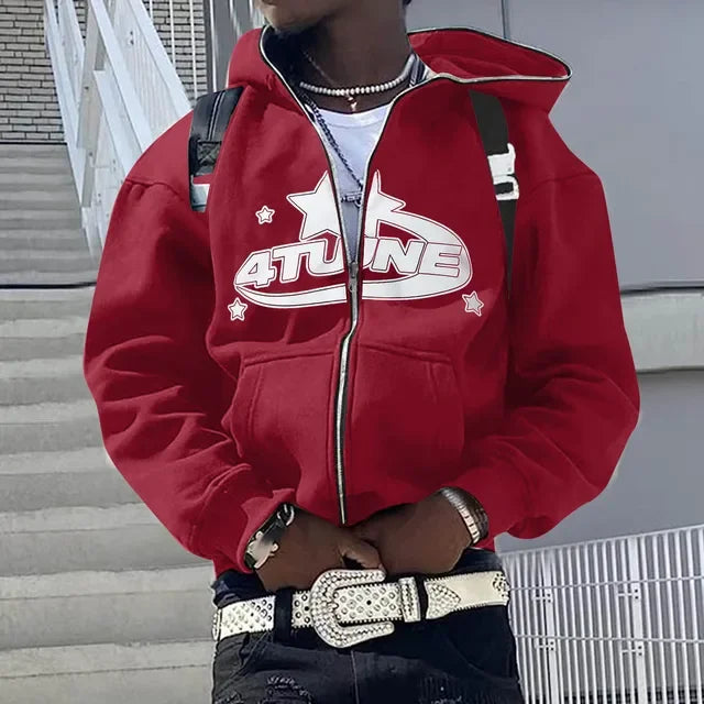 Zip Up Hoodies Cardigan Hooded Warmth Sweatshirt Aesthetics Letter Print Trend Casual Hip Hop New Sweatshirts Men's Clothing