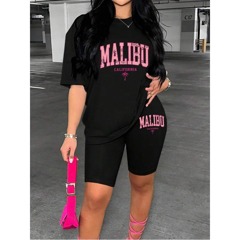 NostaNoir Ladies' Printed Casual Short Sleeve T-Shirt And Shorts Set