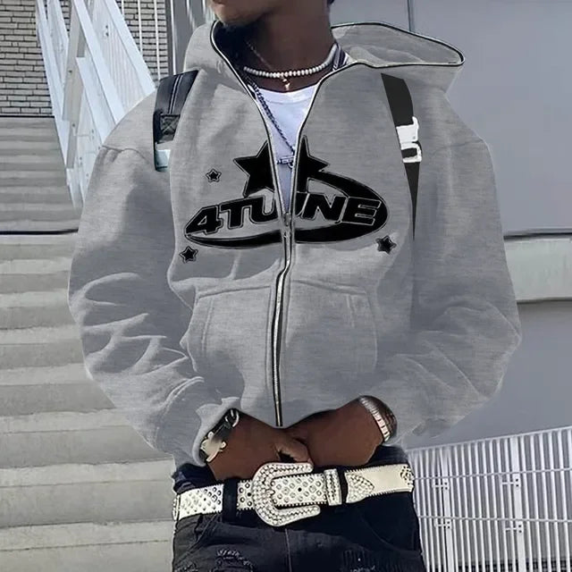 Zip Up Hoodies Cardigan Hooded Warmth Sweatshirt Aesthetics Letter Print Trend Casual Hip Hop New Sweatshirts Men's Clothing