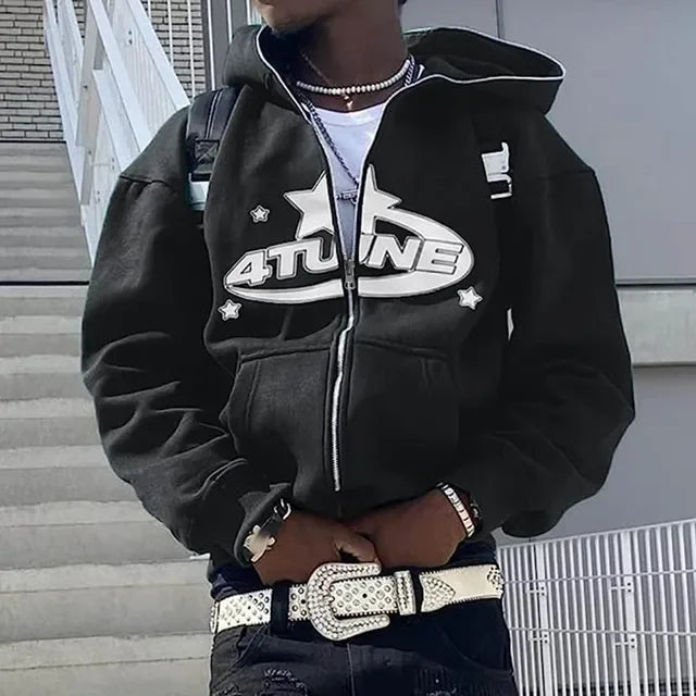 Zip Up Hoodies Cardigan Hooded Warmth Sweatshirt Aesthetics Letter Print Trend Casual Hip Hop New Sweatshirts Men's Clothing