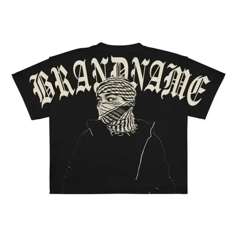 Streetwear T Shirt Clothes Hip Hop Rock Street Character Graphic Print Oversized T-Shirt Mens New Punk Short Sleeve Tops
