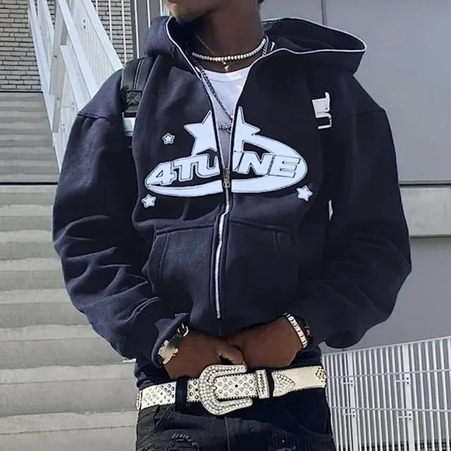 Zip Up Hoodies Cardigan Hooded Warmth Sweatshirt Aesthetics Letter Print Trend Casual Hip Hop New Sweatshirts Men's Clothing
