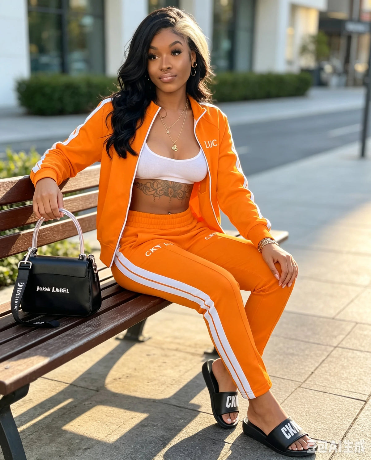 European And American Women's Fashion 2026 Letter Embroidered Zipper Sports Two-Piece Set