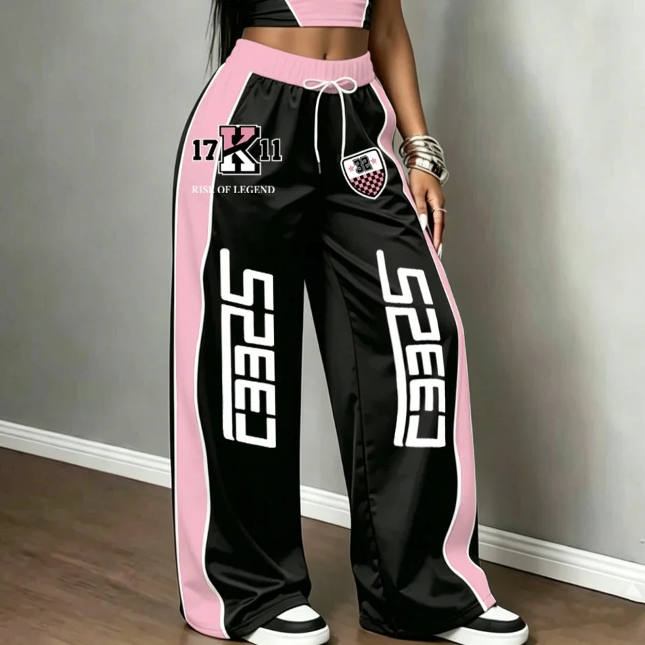 2026 Hot Girl Hip-hop Sports Street Printed Casual Wide-leg Pants Womens Kids Fashion Letter Long Pants
