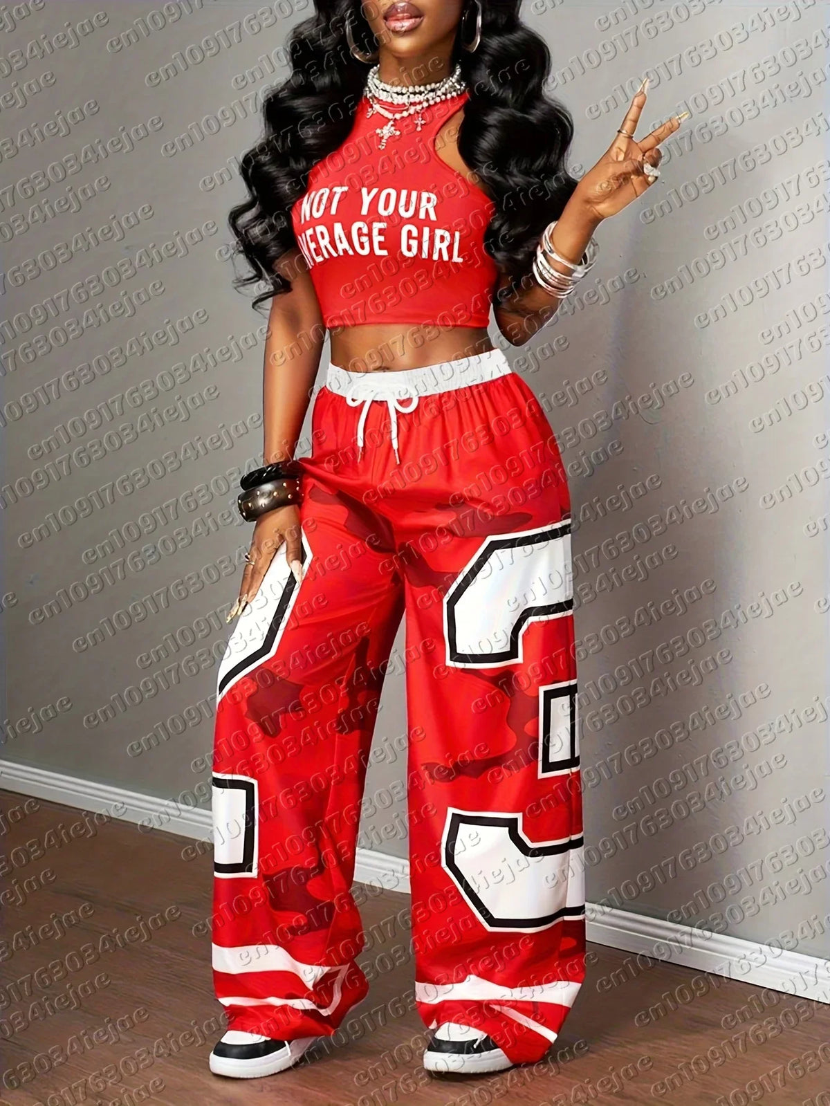 2026 Women's Number Graphic Pants Men's New Wide Leg Elastic Waist TrousersKids's Casual Summer Streetwear Pants