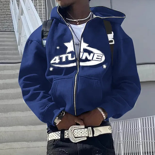 Zip Up Hoodies Cardigan Hooded Warmth Sweatshirt Aesthetics Letter Print Trend Casual Hip Hop New Sweatshirts Men's Clothing