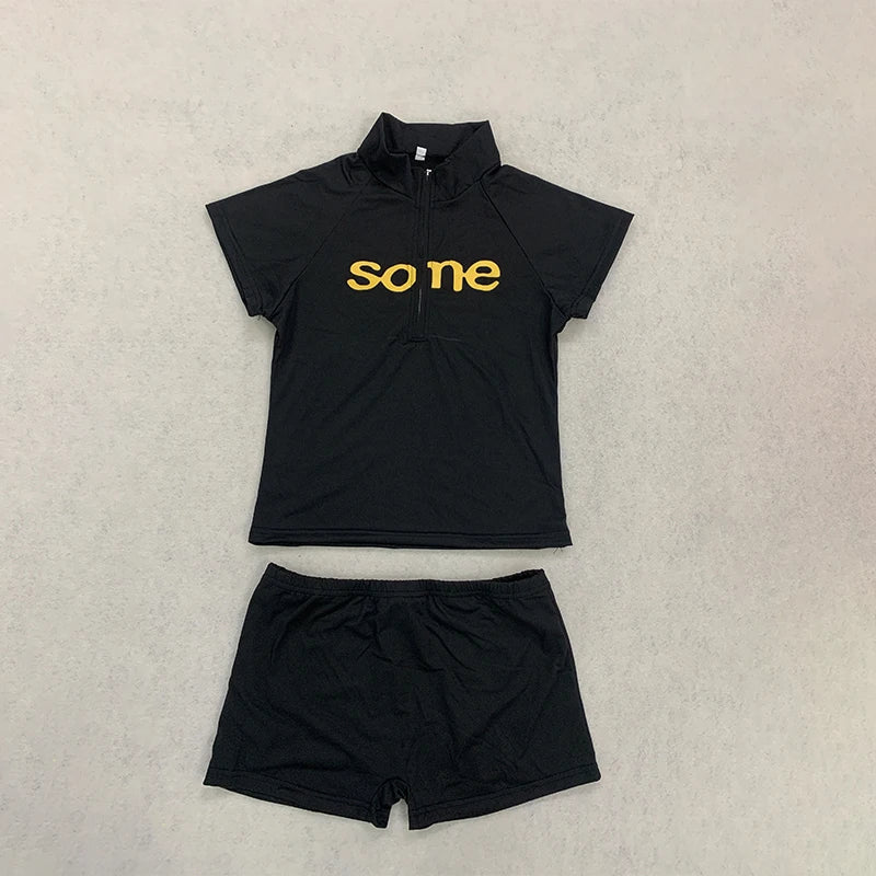 Summer New Personality Street Trend Digital Printing Slim Top Short Sets Shorts Suit for Women Y2k Style Women's Clothing
