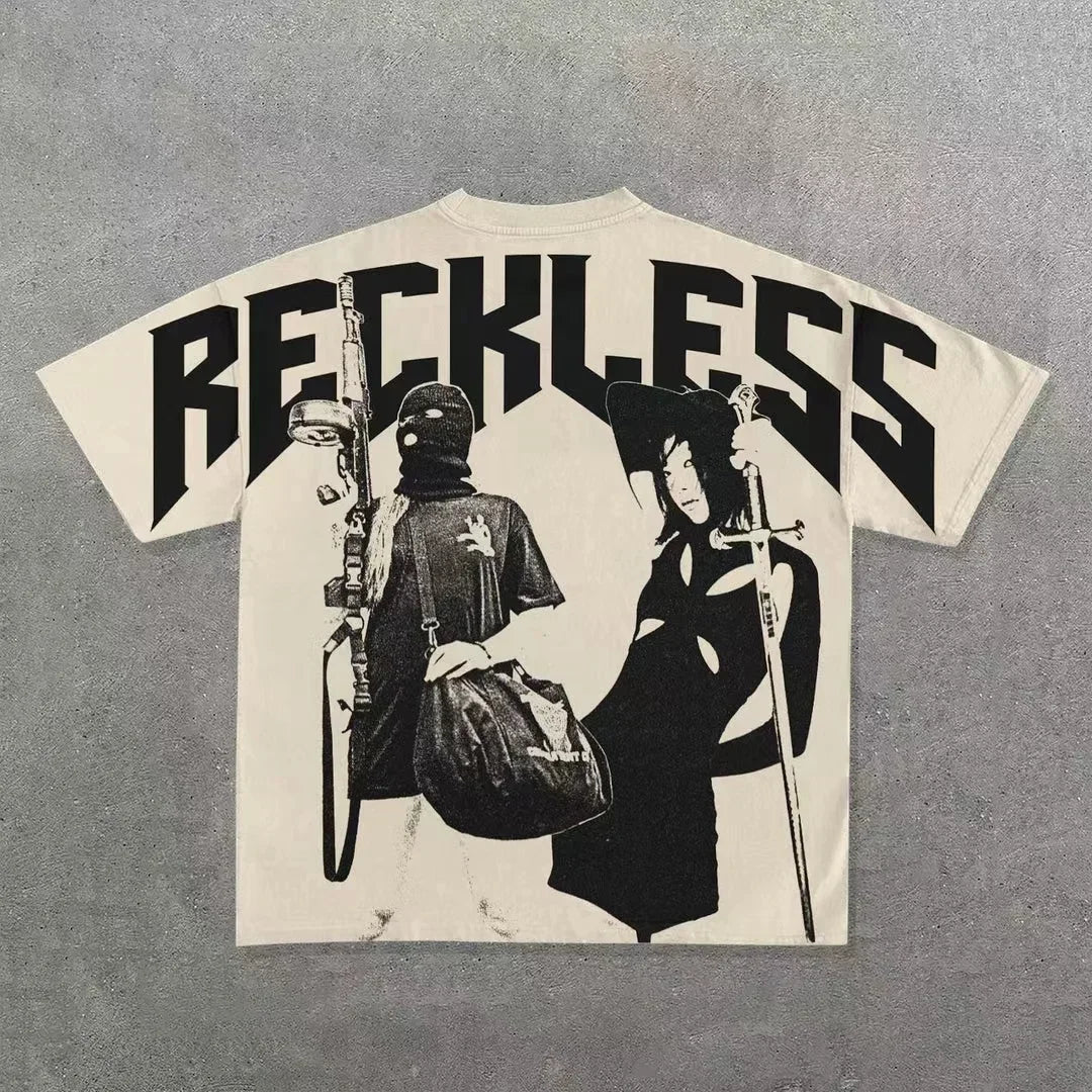 Streetwear T Shirt Clothes Hip Hop Rock Street Character Graphic Print Oversized T-Shirt Mens New Punk Short Sleeve Tops