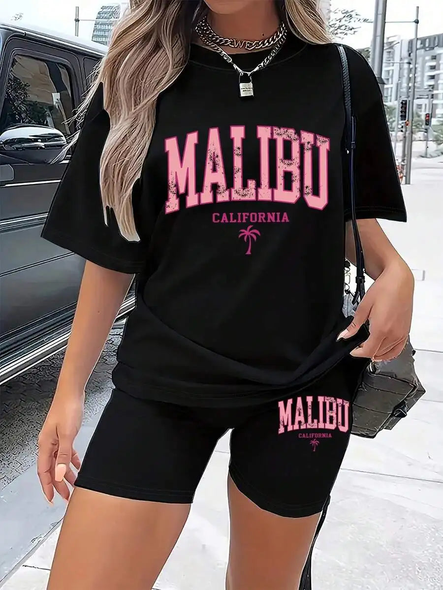 NostaNoir Ladies' Printed Casual Short Sleeve T-Shirt And Shorts Set