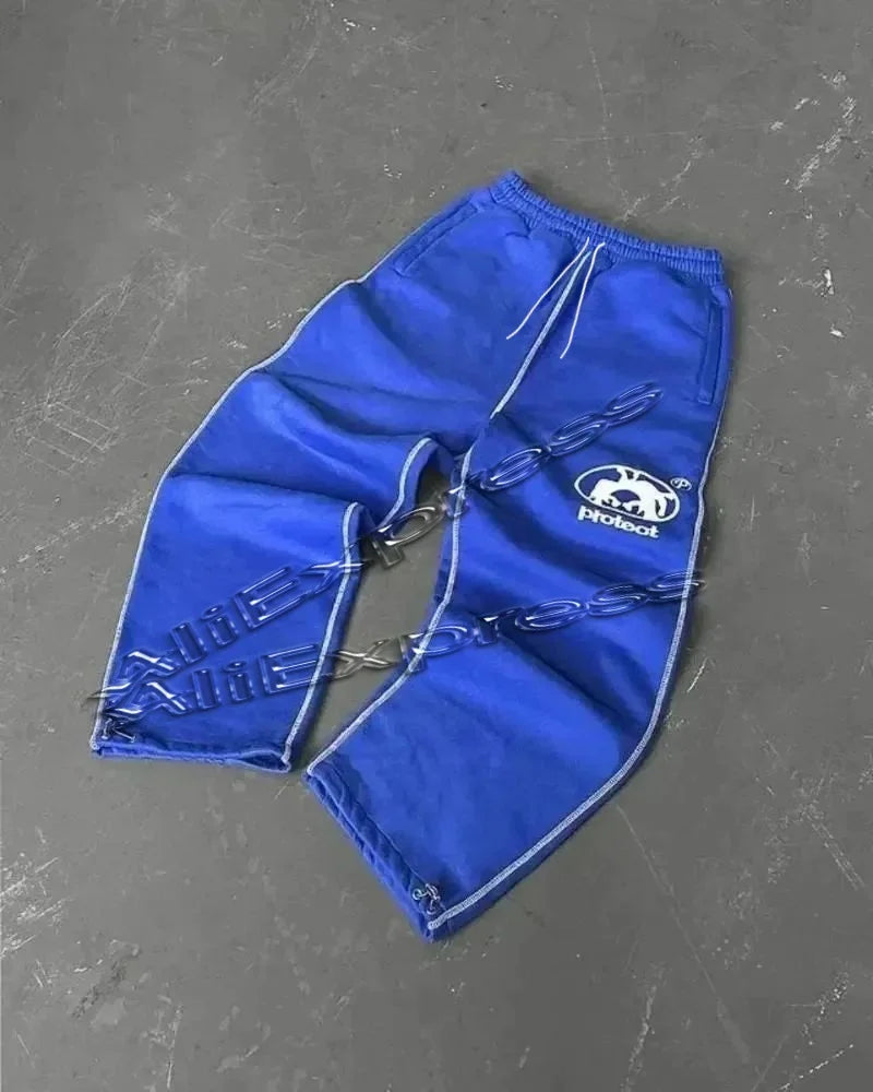 Retro Y2K 3D Printed Capri Flared Sweatpants for Men Baggy Elastic Waist Casual Hip Hop Joggers Women's Fashion Pants