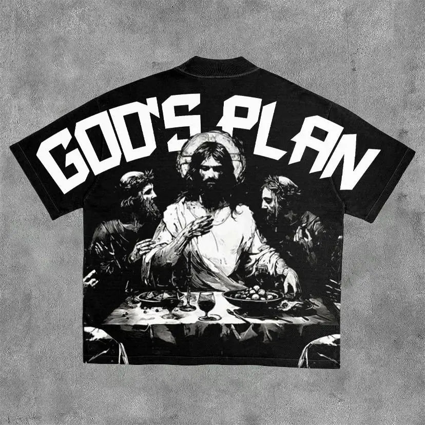 Streetwear T Shirt Clothes Hip Hop Rock Street Character Graphic Print Oversized T-Shirt Mens New Punk Short Sleeve Tops