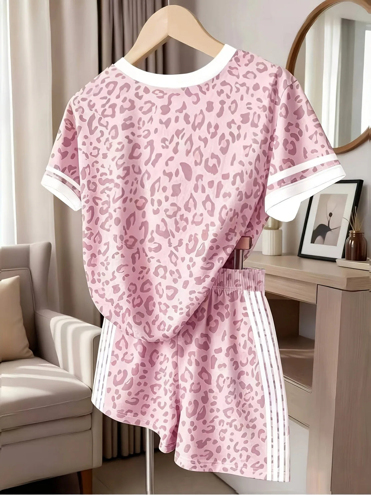 2026 Summer Women's Suit Fashion Sporty Comfortable Soft 3D Leopard Print Pattern Printed Casual Dress